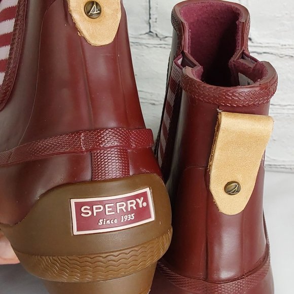 SPERRY 'SYREN COVE' RAIN BOOTS LEATHER PULL STRAP - Picture 8 of 16